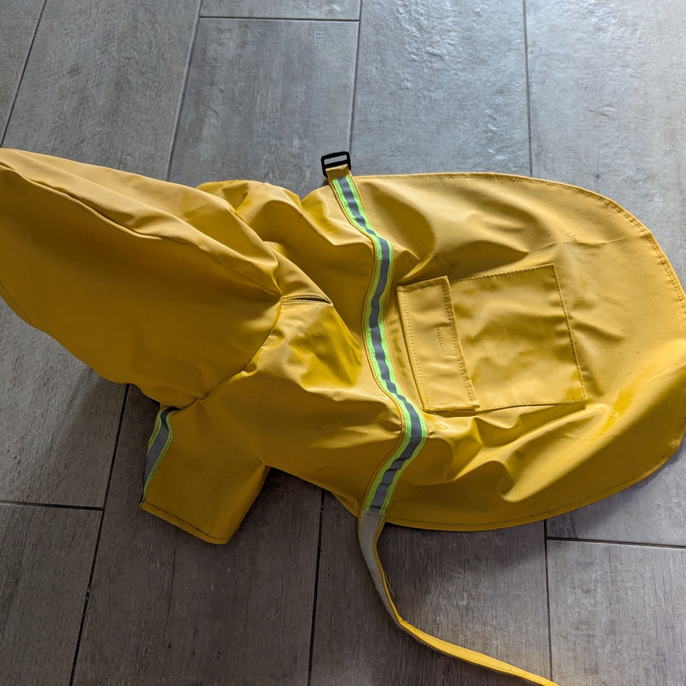 Yellow Dog Raincoat with Reflective Stripes
